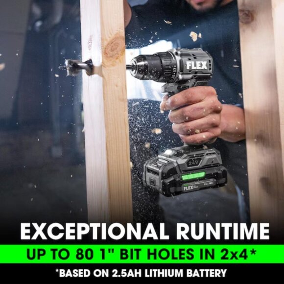 FLEX COMPACT 24-volt 1/2-in Keyless Brushless Cordless Drill ( 1 -Batteries Incl - Picture 3 of 11